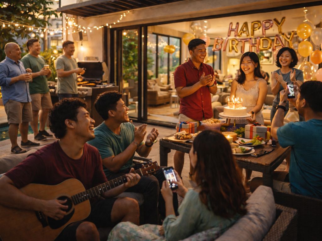 Private Melaka homestay in Malaysia hosting a birthday party for families and friends