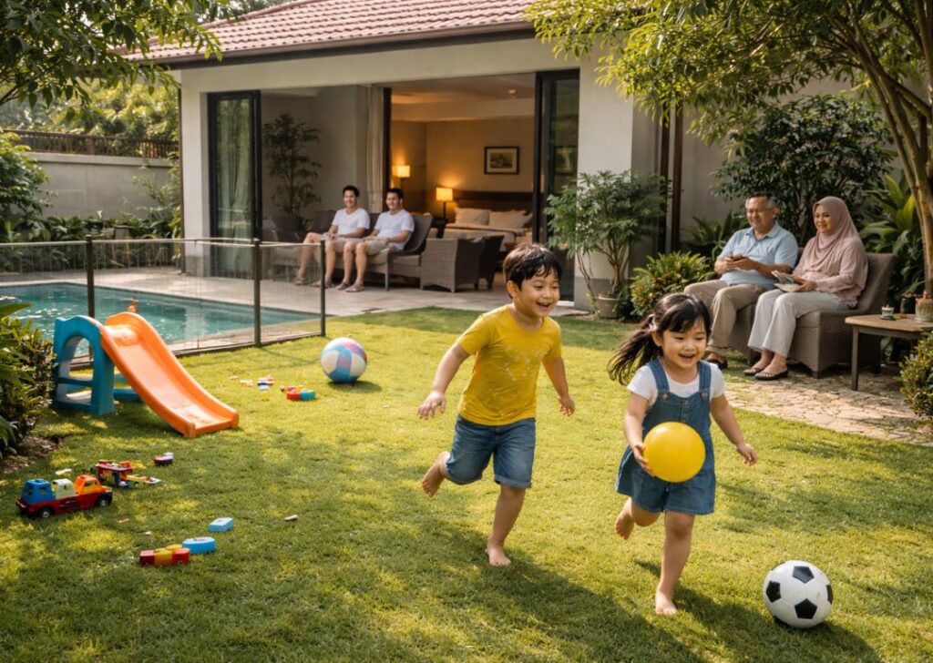 Spacious Malaysian villa for family trips with safe play zones, easy supervision, and multigenerational comfort