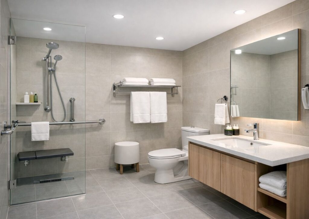 safe senior friendly bathroom in Malaysia villa homestay