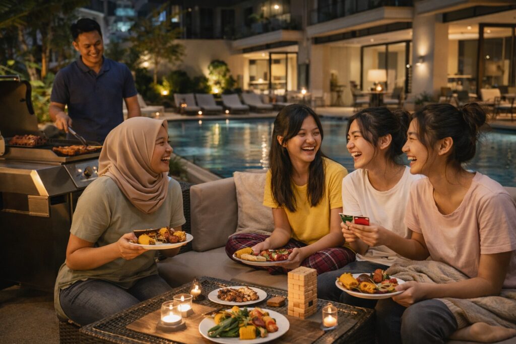 Family with teenagers having fun on an affordable trip in Malaysia.